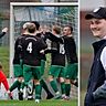 Ein gewohntes Bild in dieser Spielzeit: Trainer Daniel Dittmann (r.) jubelt über ein Tor seiner Mannschaft. In der laufenden Saison erzielte Geretsried bereits 52 Treffer - Spitzenwert der Landesliga Südost.