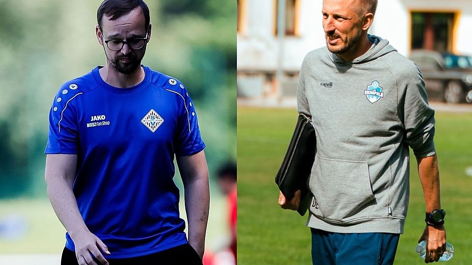 Die beiden Chefköche vom SV SCHOTT Jena und 1. FC Eichsfeld - Christian Kummer (li.) und Dennis Erkner (re.) -servieren Spitzenfußball der Thüringenliga.