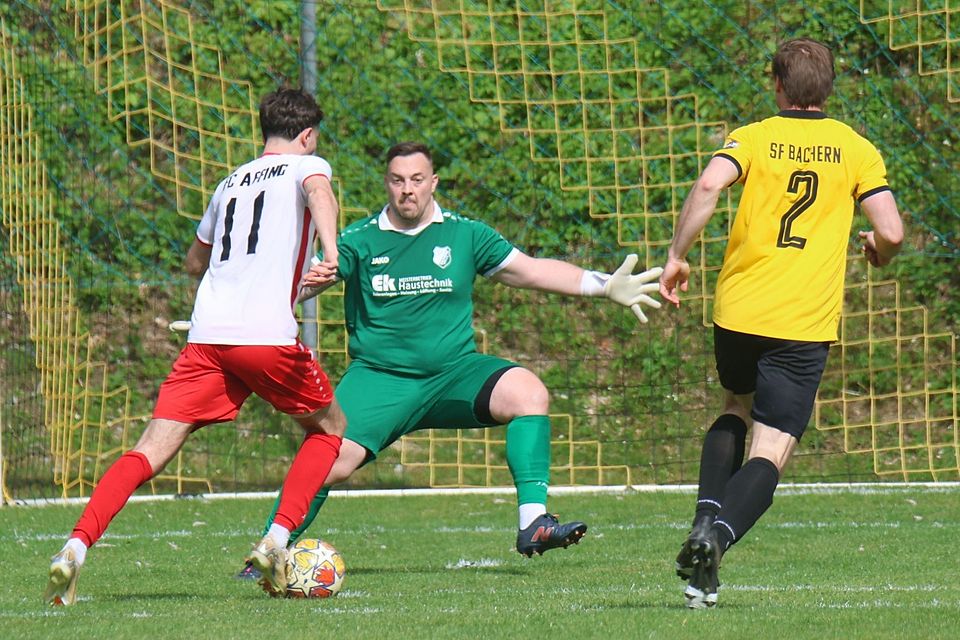 Affings Fabio Martens ließ Sport-Freunde-Keeper Niklas Köchl zweimal keine Chance. Auch Andreas Pangerl konnte hier nicht mehr eingreifen. Am Ende standen die Bacherner Niederlage und der Abstieg fest.