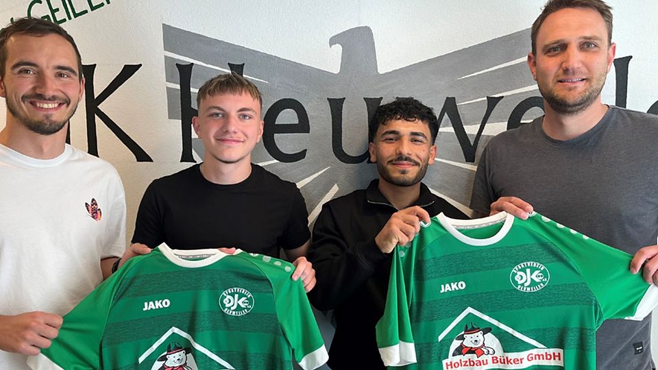 Von links: Philipp Wuchner (Spielausschuss), Fabrice Bürkle, Kamiran Khalaf und Sebastian Kaltenbach (Vorstand Sport) | Foto: Verein