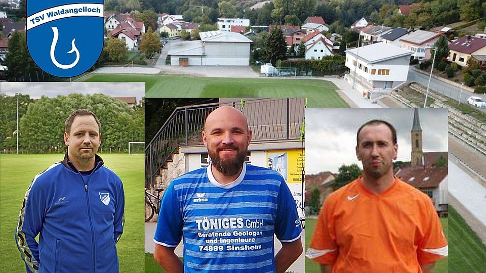 Jens Hohmann (l.) übernimmt im Sommer den TSV Waldangelloch. Ihm zur Seite stehen Tobias Sitzler (m.) als Co-Trainer und Timo Staudacker als Torwarttrainer.
