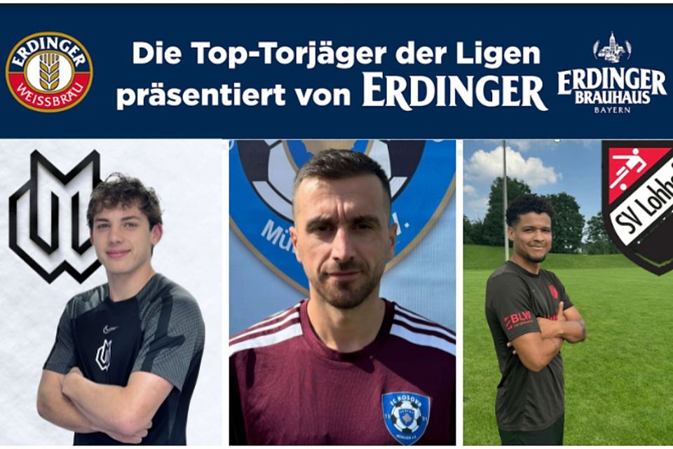 In den Kreisligen Münchens treffsicher unterwegs: (v. li.) Balthasar Auspurg, Shqipdon Ademi und Luan da Costa Barros