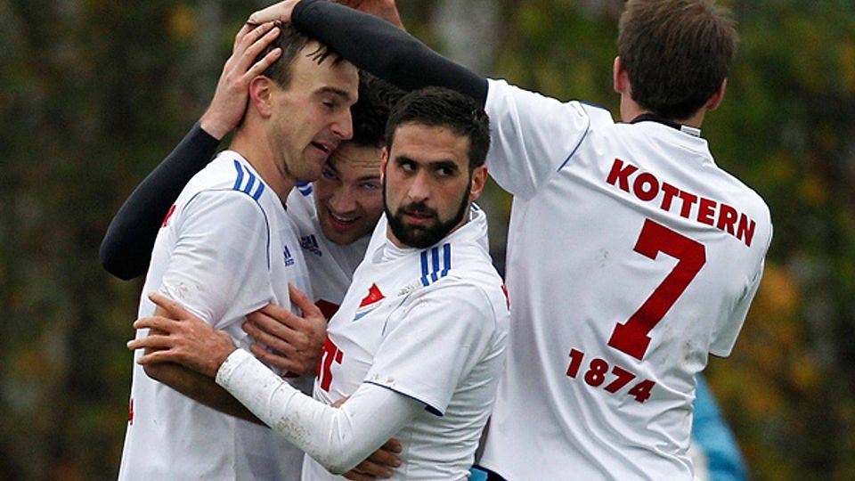 Im November 2013 jubelte Kottern - allerdings in der Landesliga gegen die »Zweite« des FCM.  Foto: Oswald