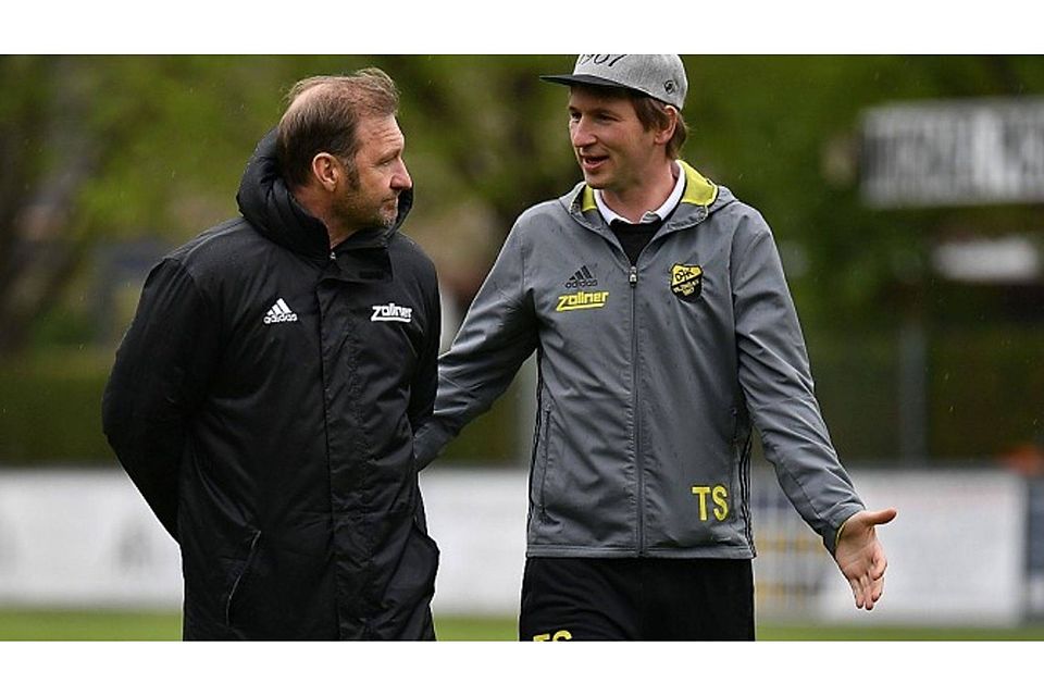 Auf Vilzings Coach Uli Karmann (li.) und seinem Assistenten Thomas Seidl wartet mit der Integration der vielen Neuzugänge eine anspruchsvolle Aufgabe F: Leifer