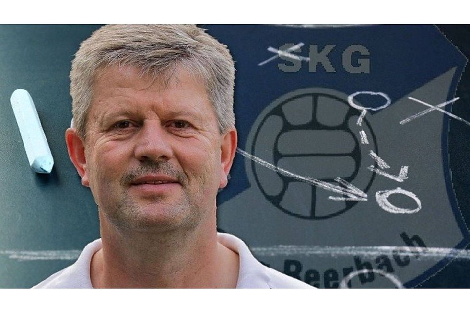 Frank Edel bleibt auch in der kommenden Saison Trainer der SKG Ober-Beerbach.   Foto: Dominik Claus / Grafik: Fotolia / Montage: FuPa Darmstadt