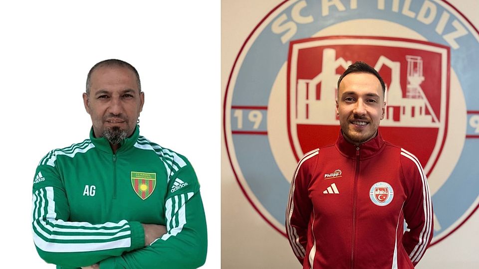 Lokman Sahin (links, FC Kandil) will mit seinem Club in die Verbandsliga, Neu-Trainer Umut Korkmaz hingegen versucht mit Ay Yildiz in der Klasse zu bleiben 