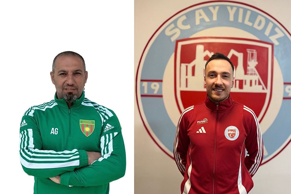 Lokman Sahin (links, FC Kandil) will mit seinem Club in die Verbandsliga, Neu-Trainer Umut Korkmaz hingegen versucht mit Ay Yildiz in der Klasse zu bleiben 