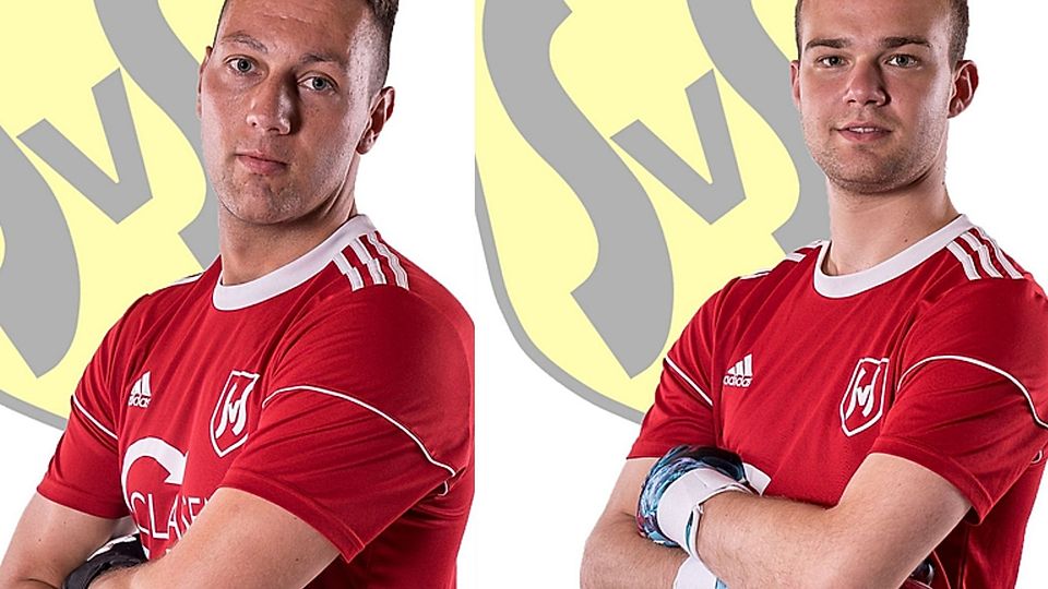 Justin Stauner (li.) und Christoph Geschonneck verlängern ihre Verträge beim SV Schlebusch.