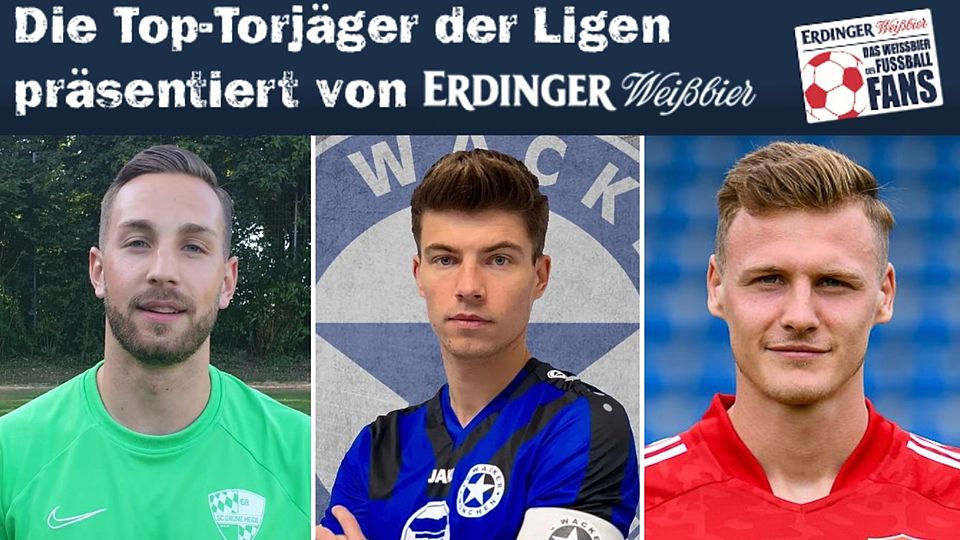 Norbert Bzunek (M.) steht kurz vor dem Titel im ERDINGER-Torjäger-Rennen. Christian Häusler (l.) und Alexander Kaltner (r.) haben kaum noch Chancen.