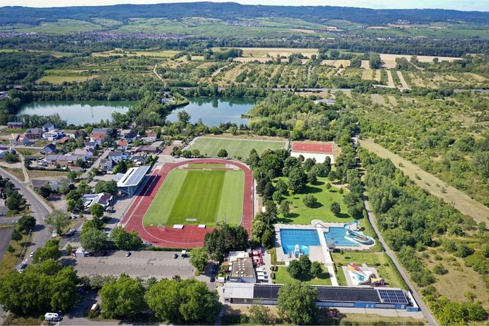 Blick auf das Stadion in Ingelheim.