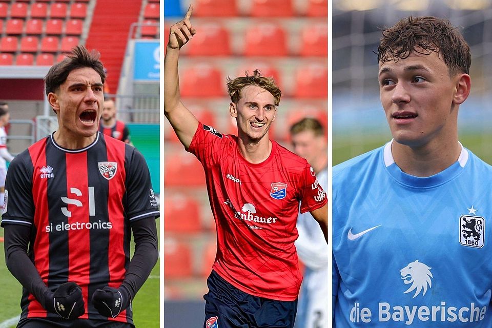 Deniz Zeitler (l.) absolvierte 31 Spiele für den FC Ingolstadt in der vergangenen Saison. Nils Ortel (m.) durfte 16 Mal für Haching auflaufen. Lukas Reich (r.) gehörte mit 31 Drittliga-Einsätzen zu den Talenten mit viel Einsatzzeit beim TSV 1860.