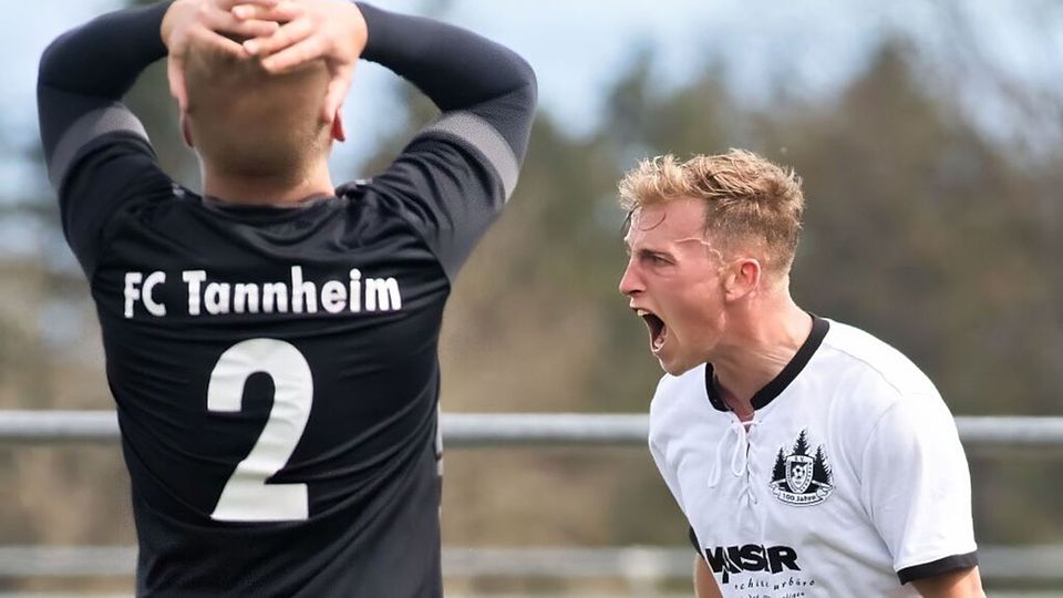 Ein erlösender Schrei: Zwei von drei Treffern vom SV Grafenhausen gegen Tabellenführer FC Tannheim steuerte Ruben Gantert (rechts) bei.