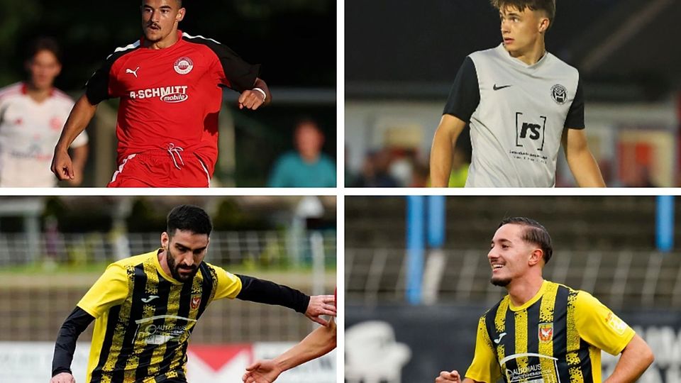 Yannis Severis, Raoul Petak, Ronaldo dos Santos Ferreira und Aret Demir (im Uhrzeigersinn) spielen in der kommenden Saison für den FC Eddersheim.