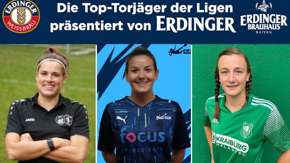 Sarah Axthammer (M.), Sandra Funkenhauser (l.) und Anna Schild (r.) sind unter den Top-6-Torjägerinnen der Bezirksliga 01.