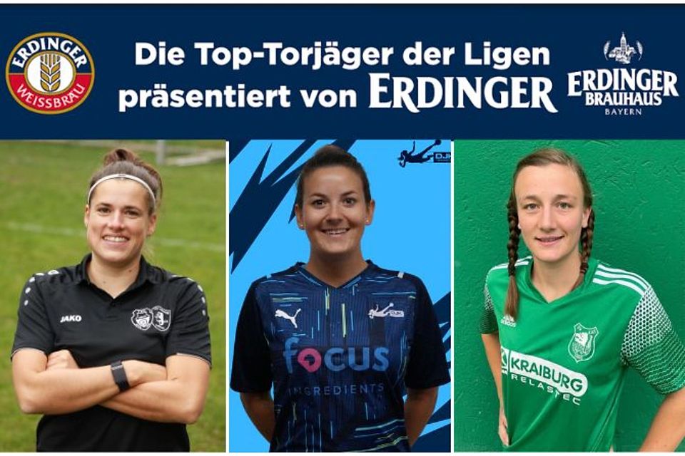 Sarah Axthammer (M.), Sandra Funkenhauser (l.) und Anna Schild (r.) sind unter den Top-6-Torjägerinnen der Bezirksliga 01.
