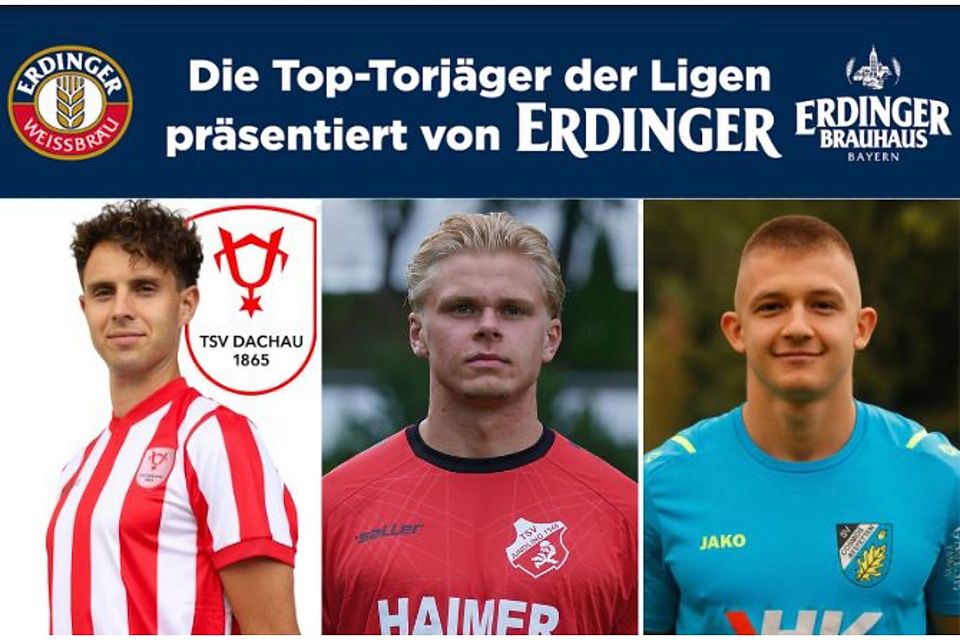 Laurin Völlmerk (Mi.) ist der beste Torjäger der Landesliga Südwest. John Haist (li.) und Kevin Makowski (re.) folgen dich hinter ihm.