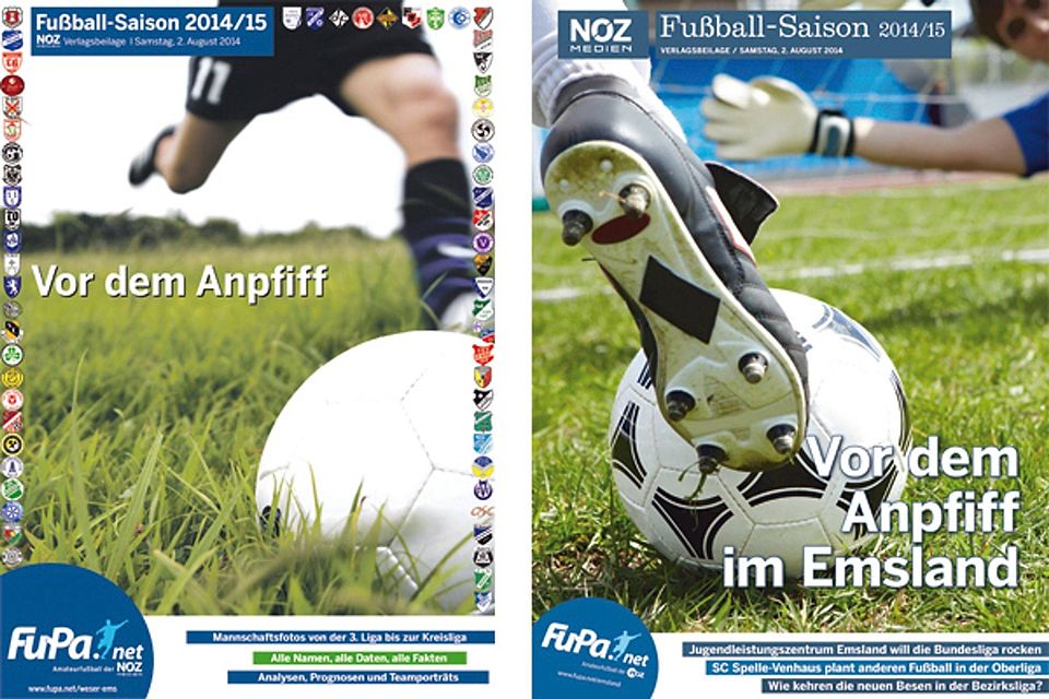 Die neuen Amateufußballbeilagen für die Region Osnabrück und für das Emsland erscheinen am Samstag, 02.08.2014