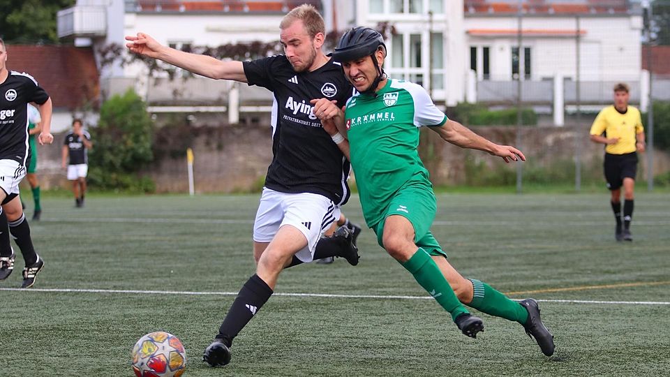 Arbeitssieg statt Feuerwerk: Gegen kampfstarke Gäste aus Aying/Helfendorf tat sich die Geretsrieder Reserve um Niko Karpouzidis (re.) schwer.