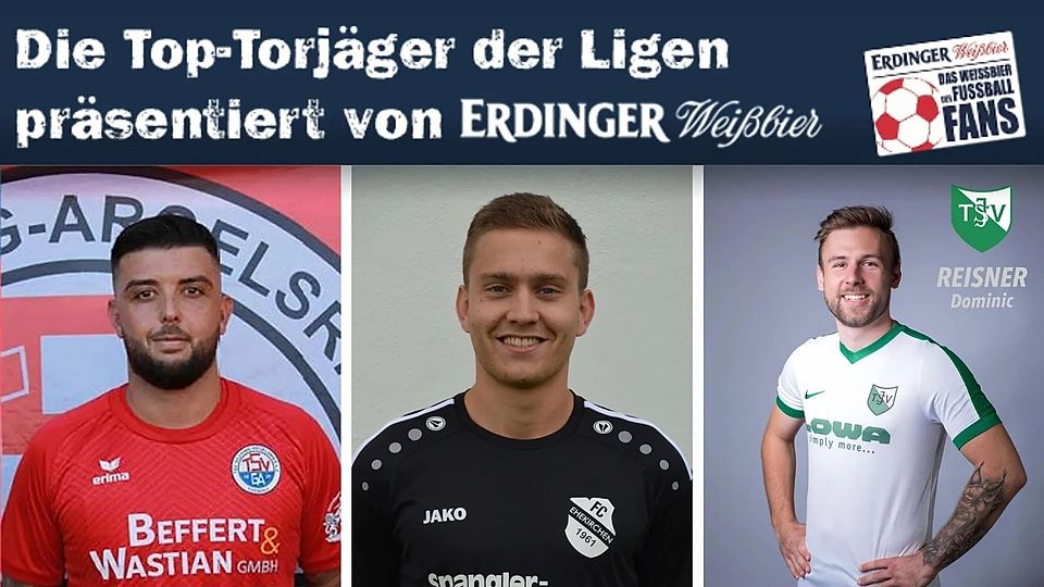 Marcel-Pascal Ebeling, Christoph Hollinger und Dominic Reisner (v.l.n.r.) sind die besten Torschützen der Landesliga Südwest.