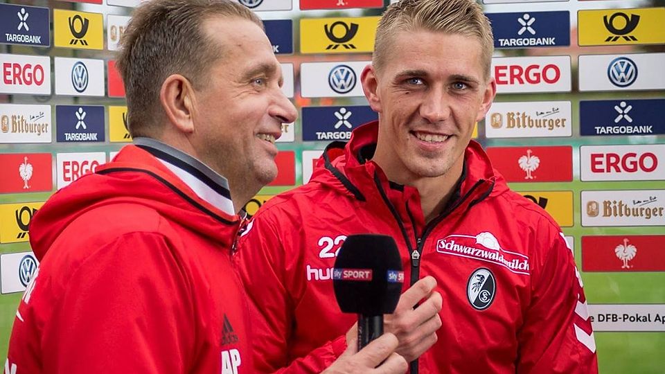 Gewiss eines der Highlights in Nils Petersens Laufbahn: Im DFB-Pokal traf er mit dem SC Freiburg im August 2017 auf Germania Halberstadt und Papa Andreas.