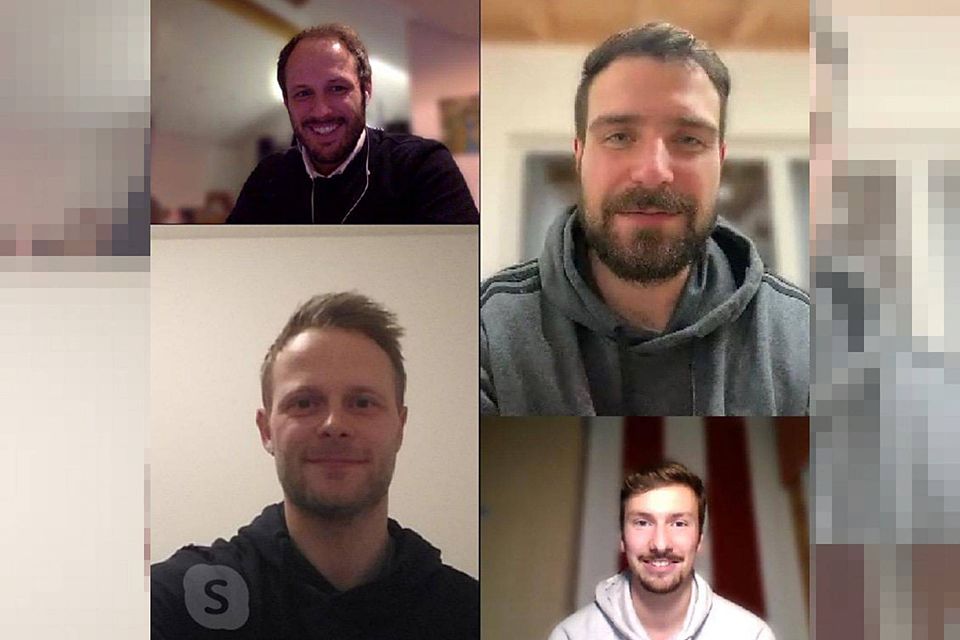 Vertragsverlängerungen in Zeiten vor Corona: Via Skype wurde die weitere Zusammenarbeit mit Max Kraus (oben links) und Oliver Terla (unten links) vereinbart.