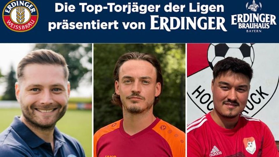 Peter Schädler (Mi.) zieht an allen vorbei, Robert Friedrich (li.) rutscht auf den zweiten Platz und Erik Su (re.) ist zehn Tore entfernt 