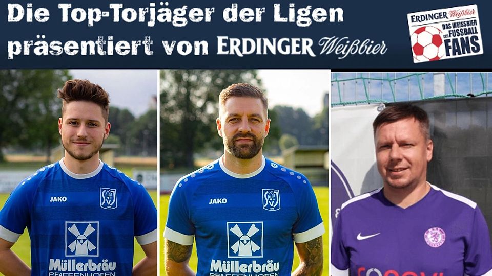 Das Ilmmünster-Duo um Julian Catik (l.) und Raphael Boser (M.) führt die Torschützenliste in den A-Klassen Donau/Isar vor Andrii Sapunov (r.) an. 