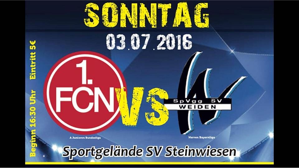 Das dürfte ein echtes Fußball-Schmankerl werden, wenn in Steinwiesen die U19 des 1.FC Nürnberg gegen die SpVgg Weiden antritt! berg