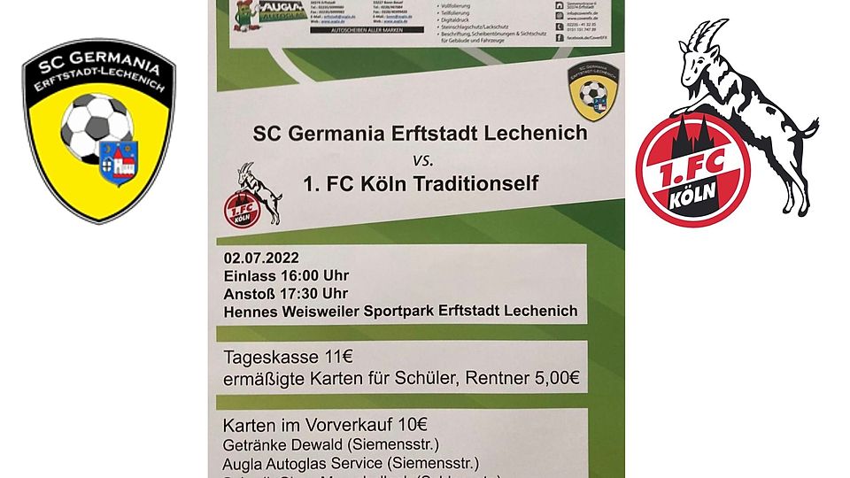 Am Samstag empfängt der SC Germania Erftstadt-Lechenich die Traditionsmannschaft des 1. FC Köln.