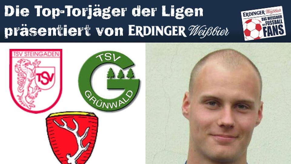 Joschi Wurth hat am ersten Spieltag vier Tore für den TSV Steingaden erzielt, leider fehlt uns ein Foto von ihm. Auch von Dreierpacker Maximilian Scheuermann haben wir kein Foto. Darf also alleine lächeln: Bernhard Reiter vom SV Sachsenkam.
