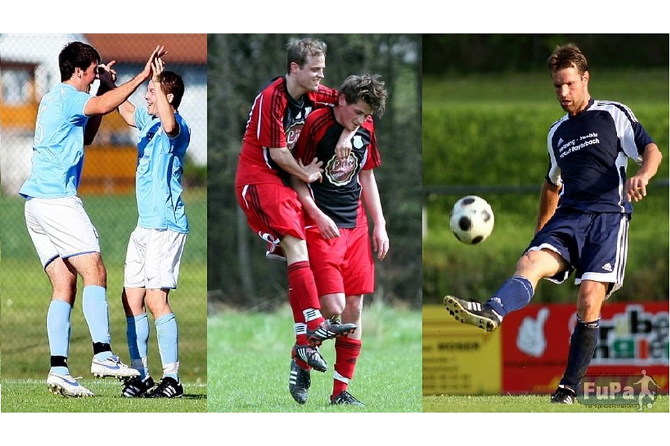 Wer jubelt am Ende? Der TV Bad Birnbach (links), der SV-DJK Wittibreut (mitte) oder der SV Bayerbach (rechts)? Oder am Ende doch vorerst alle drei? Fotos:Santner