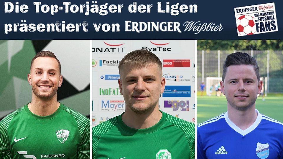 Christian Häusler, Sebastian Graßl und Martin Angermeir (v.l.) führen die Torschützenliste in der Bezirksliga Nord an. 