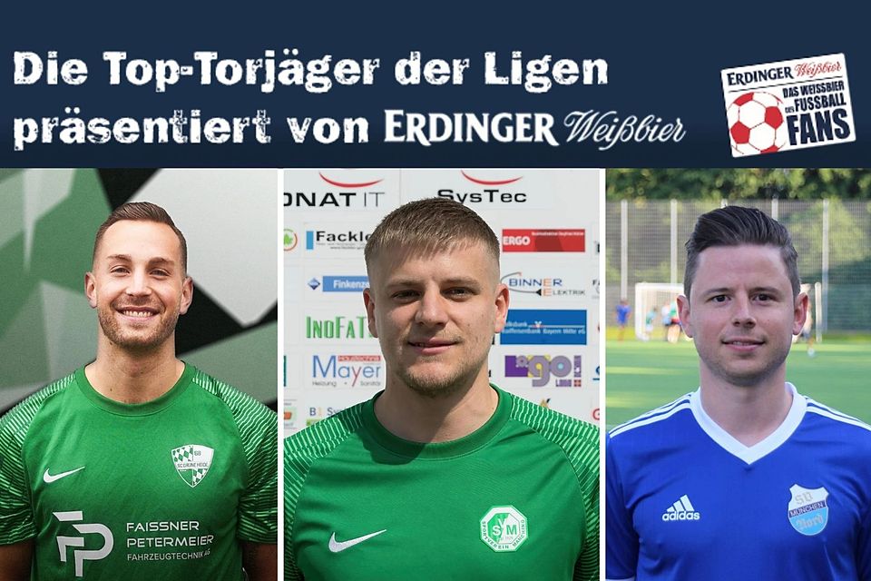 Christian Häusler, Sebastian Graßl und Martin Angermeir (v.l.) führen die Torschützenliste in der Bezirksliga Nord an. 