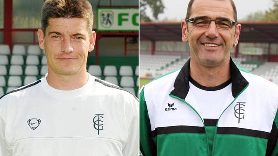 Michael Unger (links) wird ab Sommer zum Koordinator, Hans Sperandio (rechts) wird dann sein Nachfolger als Trainer beim FCG II.	Foto: Holger Kopf.	F.: W. Brugger, H. Kopf