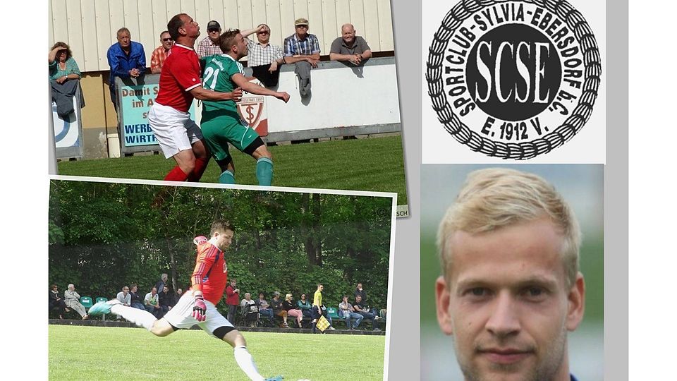 Dreie Neue beim SC Sylvia Ebersdorf. Robert Aßmus (links oben, grünes Trikot), Christopher Carl (li. unten) und Jakob Engelmann (re.). Collage: Dellert