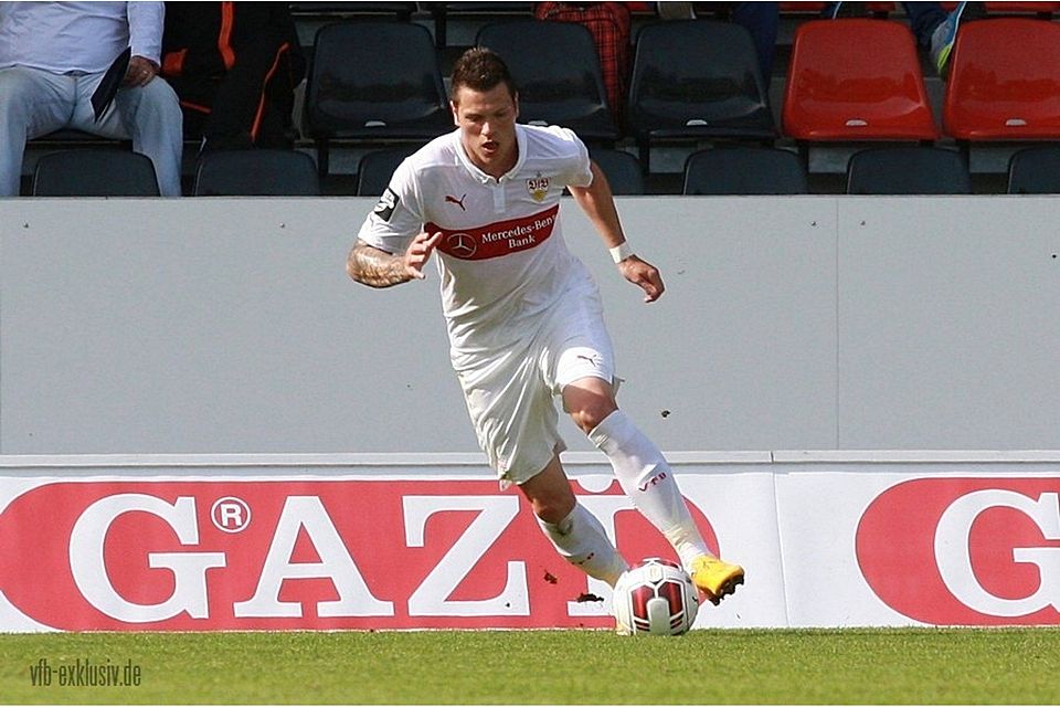 Daniel Ginczek feierte gegen Fortuna Köln erfolgreich sein Pflichtspieldebüt im VfB-Trikot. F: Lommel