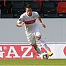 Daniel Ginczek feierte gegen Fortuna Köln erfolgreich sein Pflichtspieldebüt im VfB-Trikot. F: Lommel