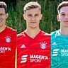 Der FC Bayern München 2 verlängert mit Nicolas Feldhahn, Maximilian Zaiser und Michael Wagner (von Li.).