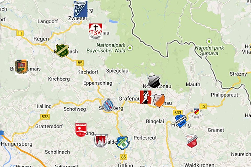 Ohne den TSV Regen II aber mit der DJK Karlsbach: das neue Teilnehmerfeld der Kreisklasse Mittlerer Wald 14/15.