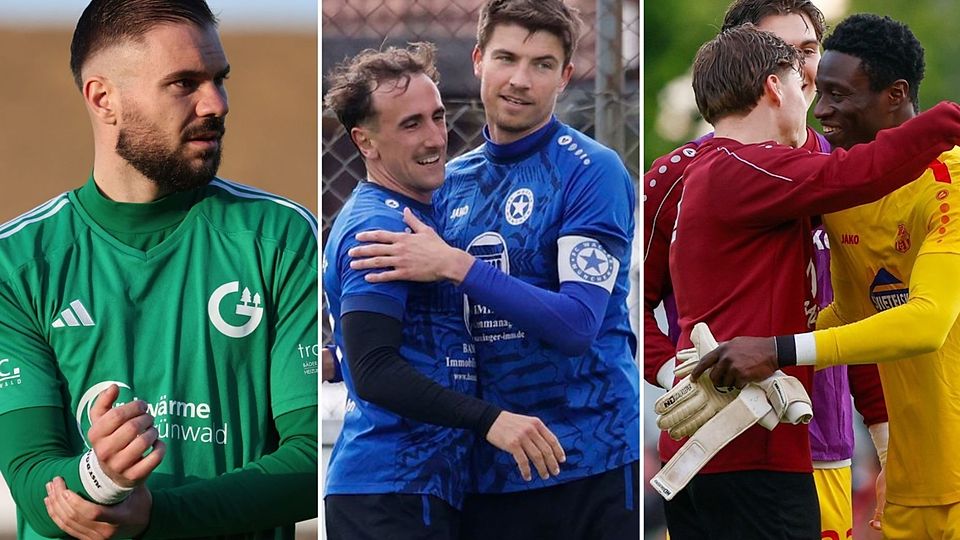 Der TSV Grünwald (l.) stieg nach der Bayernliga-Relegation ab. Der FC Wacker München und der SB Chiemgau Traunstein gingen in der Landesliga-Relegation als Sieger hervor.