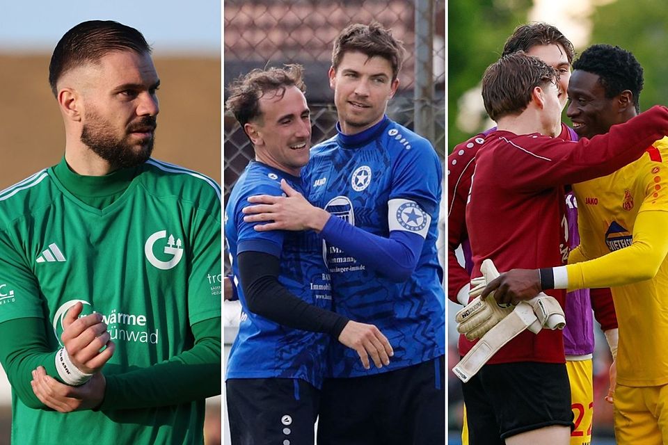 Der TSV Grünwald (l.) stieg nach der Bayernliga-Relegation ab. Der FC Wacker München und der SB Chiemgau Traunstein gingen in der Landesliga-Relegation als Sieger hervor.