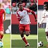 Die Bayern-Talente Jonathan Asp-Jensen (l.), Jonah Kusi-Asare und Nestory Irankunda (r.) könnten bei der SpVgg Unterhaching für mehr Torgefahr sorgen.