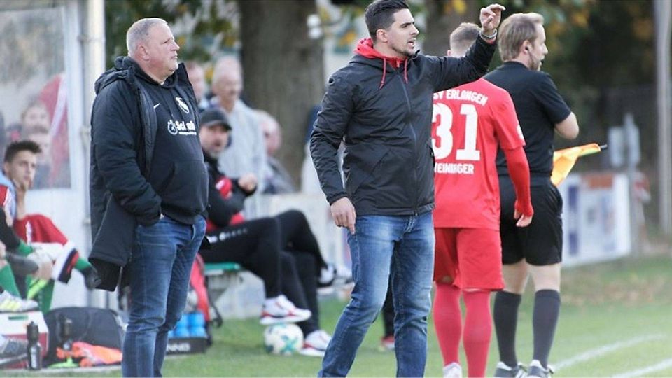 Erfolgsduo bleibt: ATSV-Manager Jörg Markert (li.) hat den Vertrag mit Coach Shqipran Skeraj (mi.) verlängert. F: Ernst Blank
