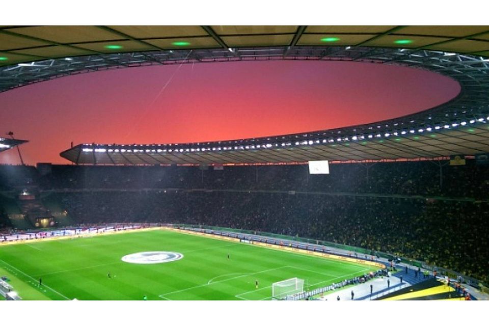 Der Ort des heutigen DFB-Finales: Im Berliner Olympiastadion wird Borussia Dortmund aber anders als am 17. Mai 2014 (Tag der Aufnahme) nicht auf die Bayern, sondern auf Eintracht Frankfurt treffen.