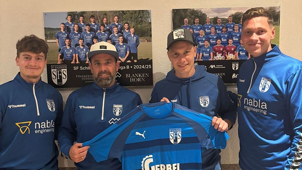 Von links: Tim Merstetter (sportliche Leitung), der künftige Co-Trainer Sebastian Meier, der künftige Chefcoach David Held und Florian Kessler (sportliche Leitung) | Foto: SF Schliengen