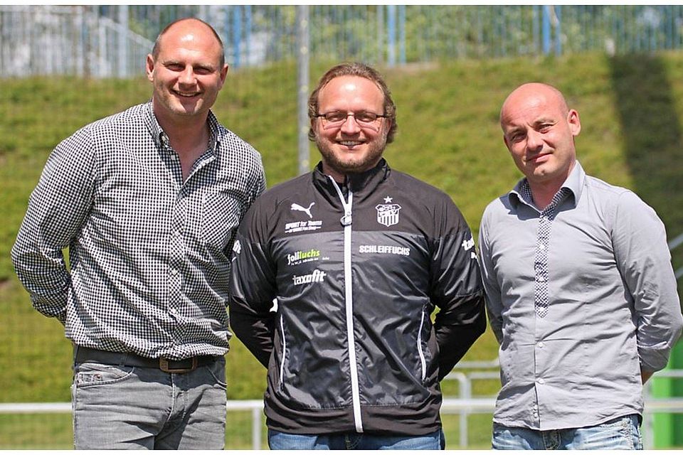 v.l.: David Wagner, Danny König, Geschäftsführer Jörg Schade. Foto: FSV Zwickau