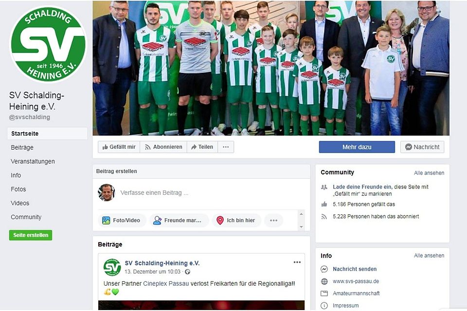 Mit 5.186 "Gefällt mir"-Angaben ist der SV Schalding-Heining bei Facebook gut aufgestellt. Generell legt der niederbayerische Regionalligist großen Wert auf seine Social-Media-Kanäle.