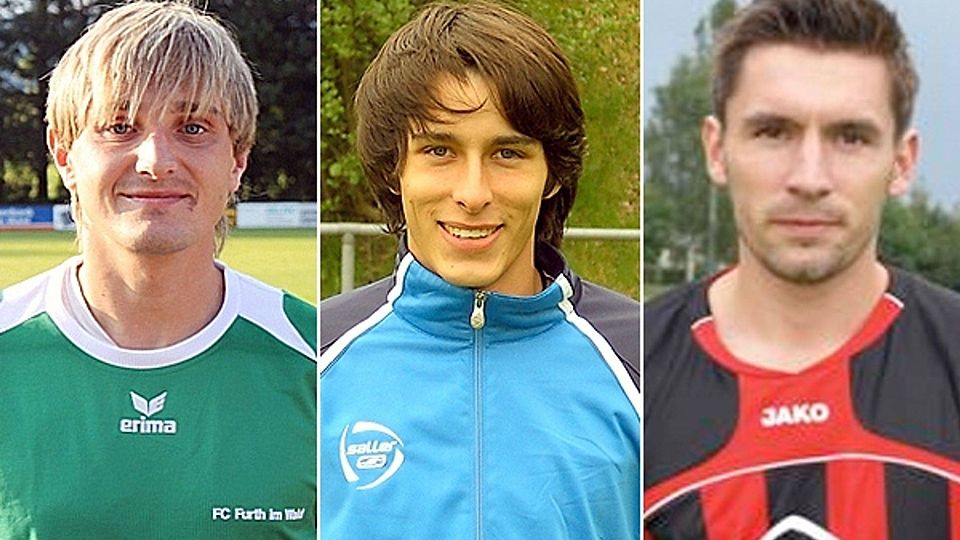 Drei der insgesamt sechs Neuzugänge im Portrait:Tomas Peterik (l.), Alessandro Pittoni (Mitte) sowie Martin Vesenjak (1.FC Rötz). Montage: Wagner