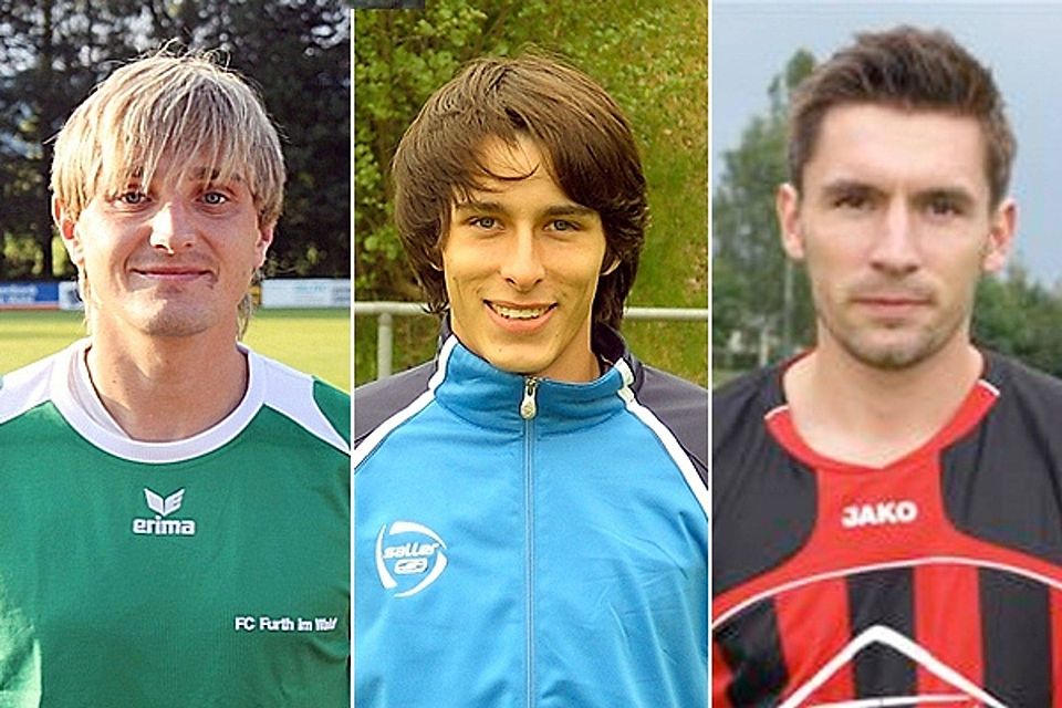 Drei der insgesamt sechs Neuzugänge im Portrait:Tomas Peterik (l.), Alessandro Pittoni (Mitte) sowie Martin Vesenjak (1.FC Rötz). Montage: Wagner
