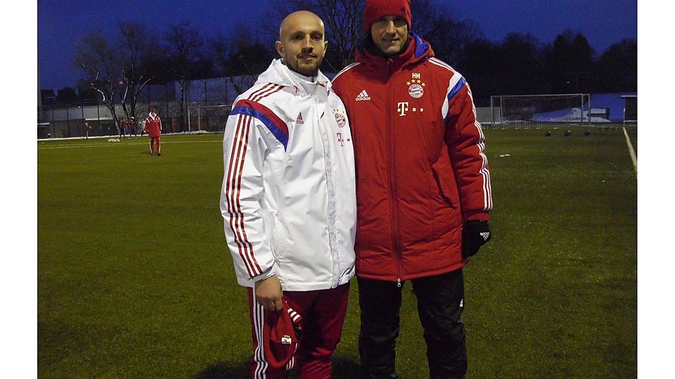 Hat aus seiner Woche beim FC Bayern viel mitgenommen: Wehens Coach Damir Agovic (li.) mit Bayerns U17-Trainer Heiko Herrlich. Foto: privat